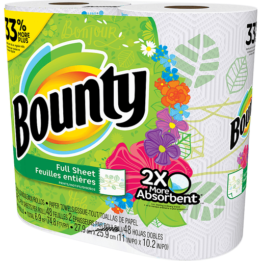 slide 9 of 9, Bounty Printed Paper Towels, 74.8 sq ft