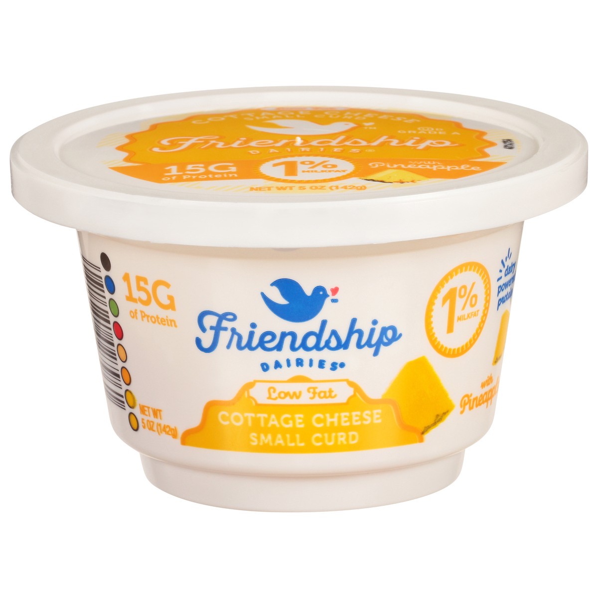 slide 1 of 9, Friendship Dairies Low Fat 1% Milkfat Small Curd with Pineapple Cottage Cheese 5 oz Cup, 5 oz