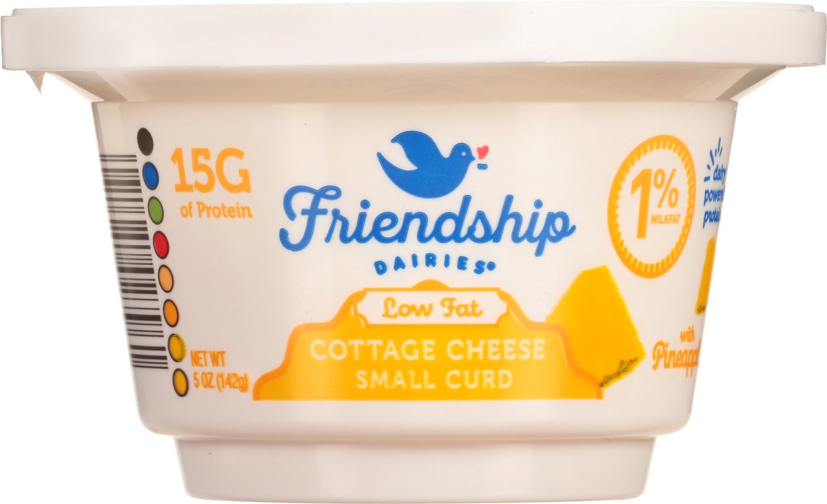 slide 1 of 9, Friendship Dairies Low Fat 1% Milkfat Small Curd with Pineapple Cottage Cheese 5 oz Cup, 5 oz