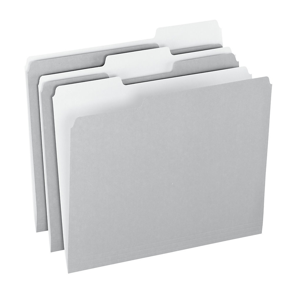 slide 1 of 1, Office Depot Brand Top Tab Color File Folders, 1/3 Cut, Letter Size, Gray, Box Of 100, 100 ct