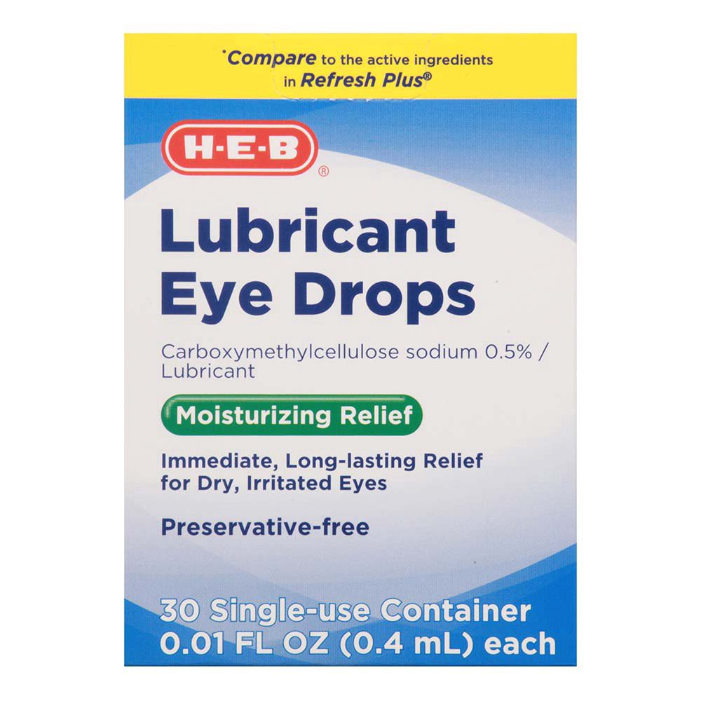 slide 1 of 1, H-E-B Lubricant Eye Drops, 0.4 ml