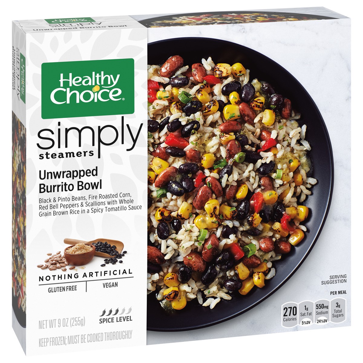 slide 6 of 9, Healthy Choice Simply Steamers Unwrapped Burrito Bowl Frozen Meal, 9 oz., 9 oz