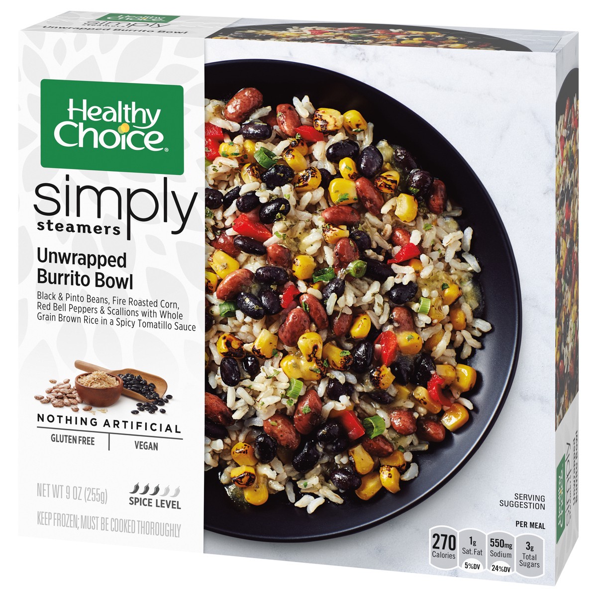 slide 5 of 9, Healthy Choice Simply Steamers Unwrapped Burrito Bowl Frozen Meal, 9 oz., 9 oz