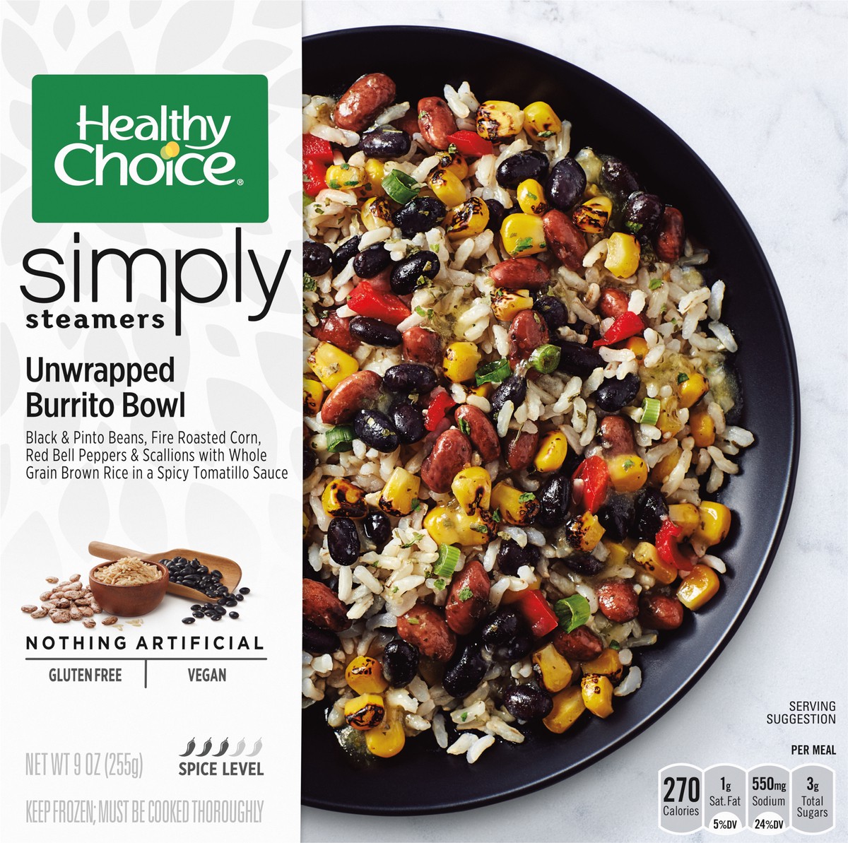 slide 3 of 9, Healthy Choice Simply Steamers Unwrapped Burrito Bowl Frozen Meal, 9 oz., 9 oz