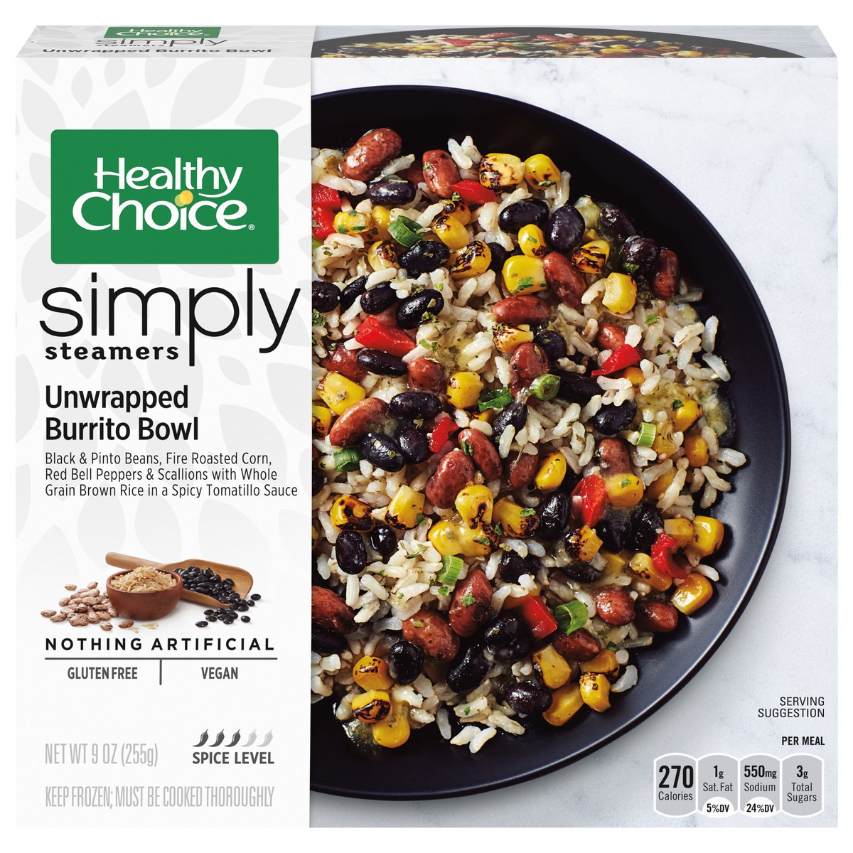 slide 1 of 9, Healthy Choice Simply Steamers Unwrapped Burrito Bowl 9 oz, 9 oz