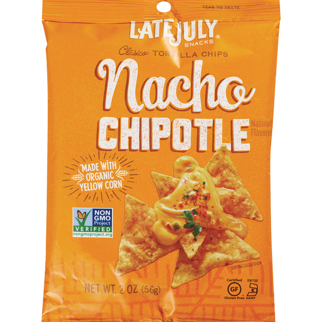 slide 1 of 1, Late July Snacks, Nacho Cheese Tortilla Chips, 2-oz. Bag, 2 oz