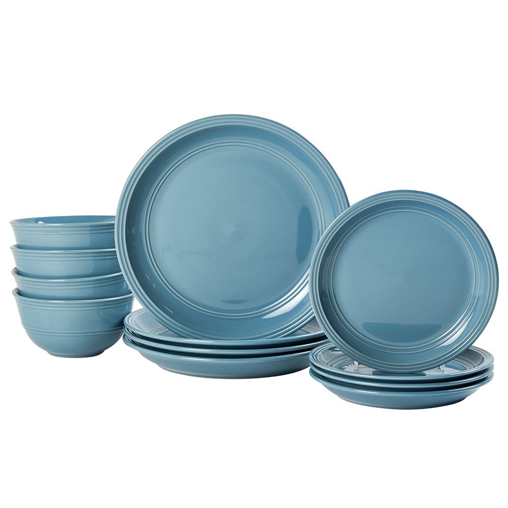 slide 6 of 6, Dash Of That Grace Dinnerware Set- Sky, 12 ct