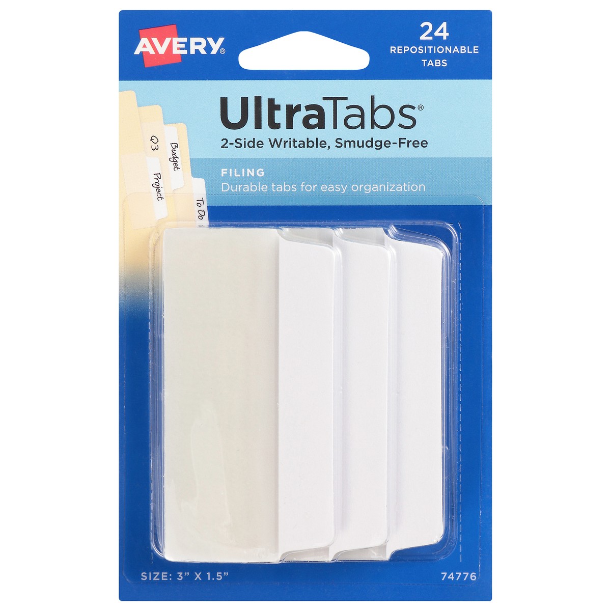 slide 1 of 11, Avery UltraTabs Smudge-Free 2-Side Writable Repositionable Tabs 24 ea, 24 ct