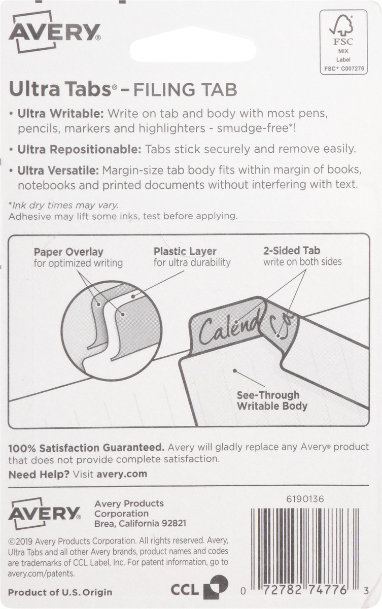 slide 9 of 11, Avery UltraTabs Smudge-Free 2-Side Writable Repositionable Tabs 24 ea, 24 ct
