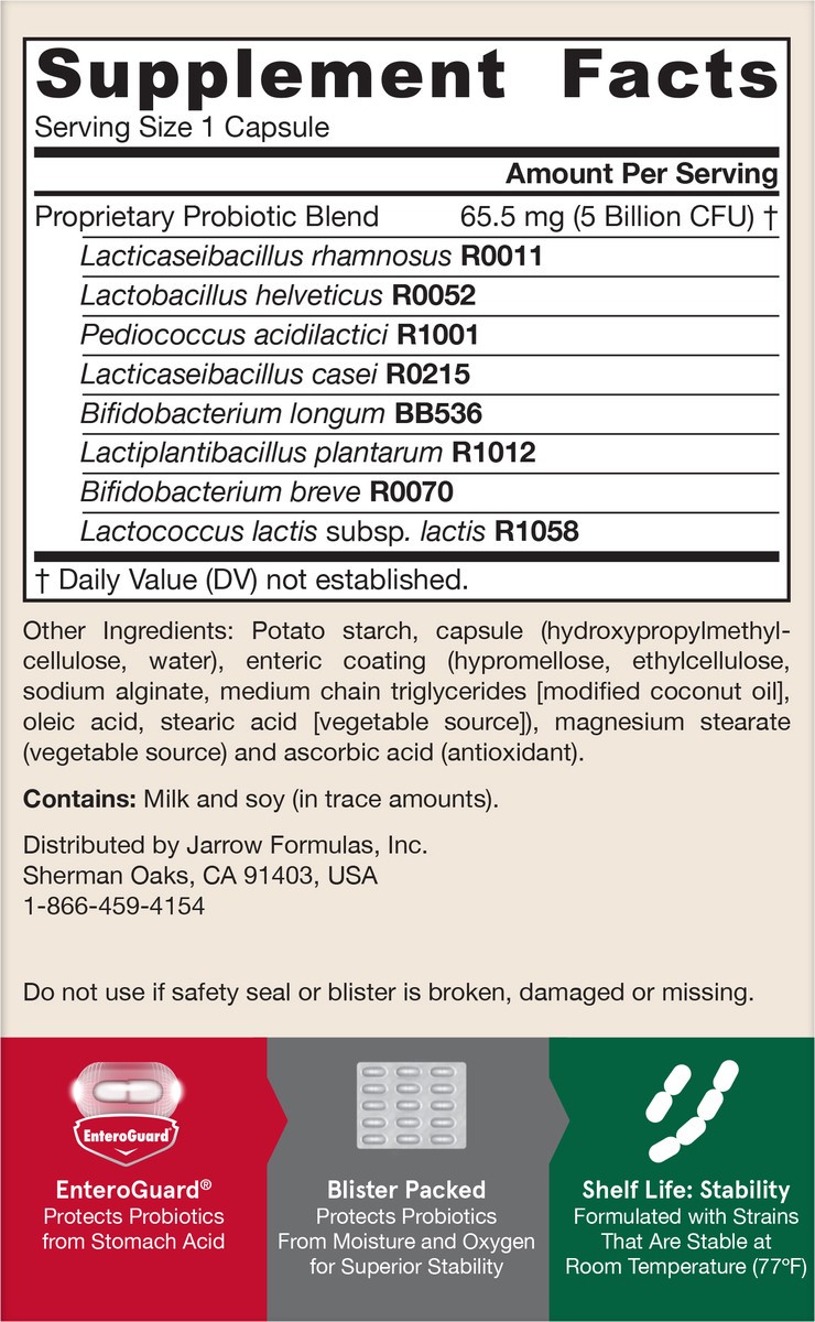 slide 5 of 5, Jarrow Formulas Jarro-Dophilus EPS - 5 Billion CFU Per Serving - Clinically Studied Multi-Strain Digestive Probiotics - Intestinal & Immune Health - Up to 30 Servings, 30 ct