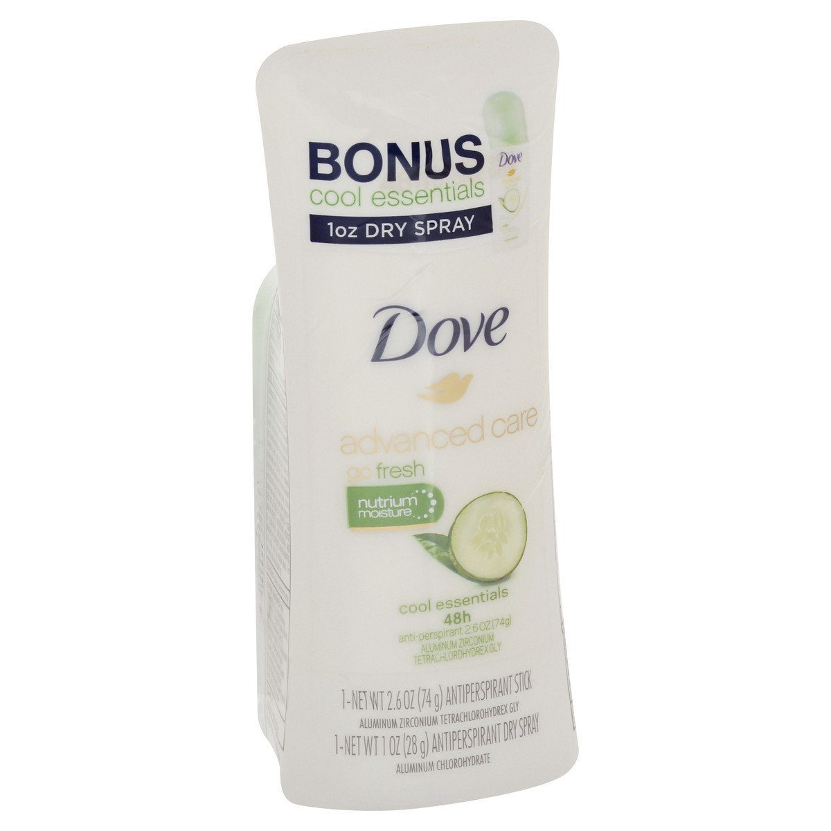 slide 9 of 12, Dove Cool Essentials Nutrium Moisture 48h Antiperspirant Stick & Antiperspirant Dry Spray 1 ea, 1 ct