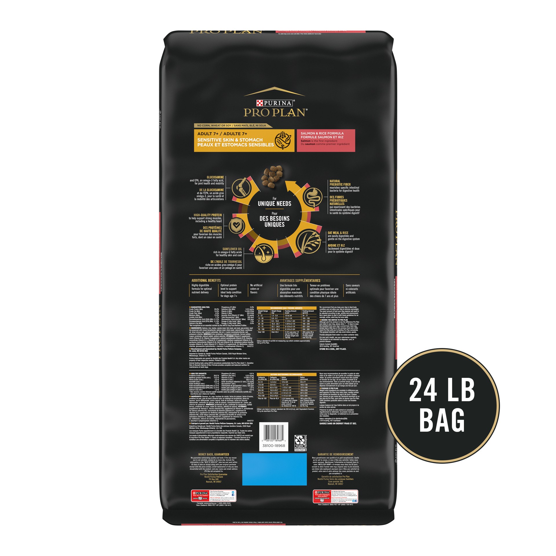 slide 3 of 9, Purina Pro Plan Sensitive Skin & Stomach Senior 7+ Dry Dog Food - Salmon & Rice, 24 lb