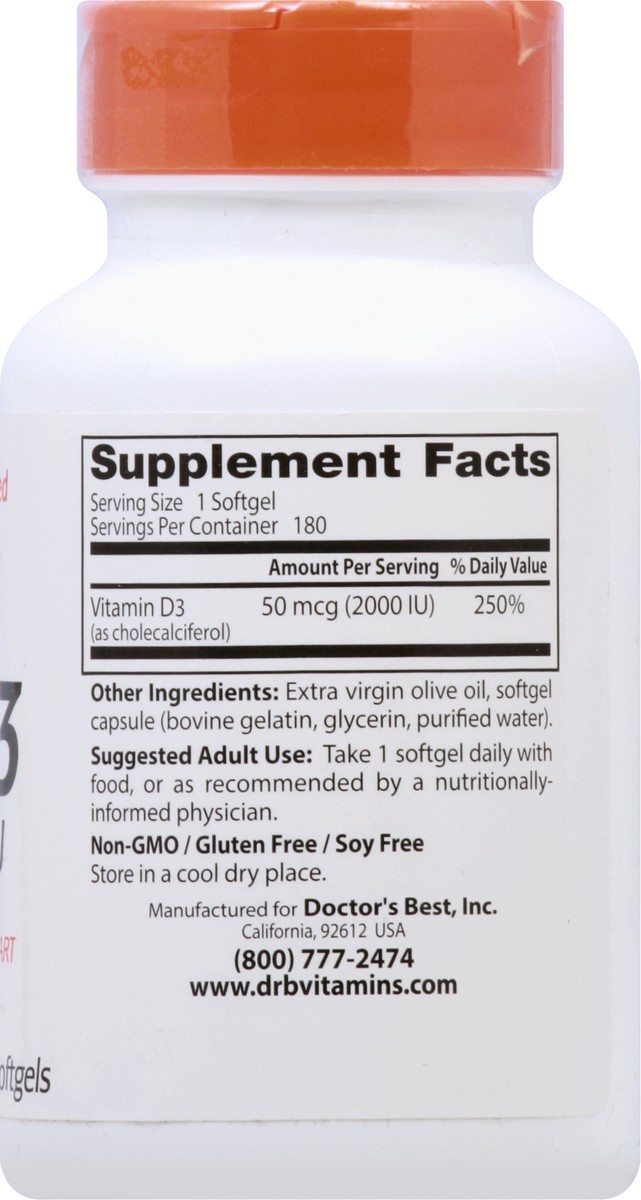 slide 8 of 10, Doctor's Best Doctors Best Vit D3 2000 Iu, 180 ct