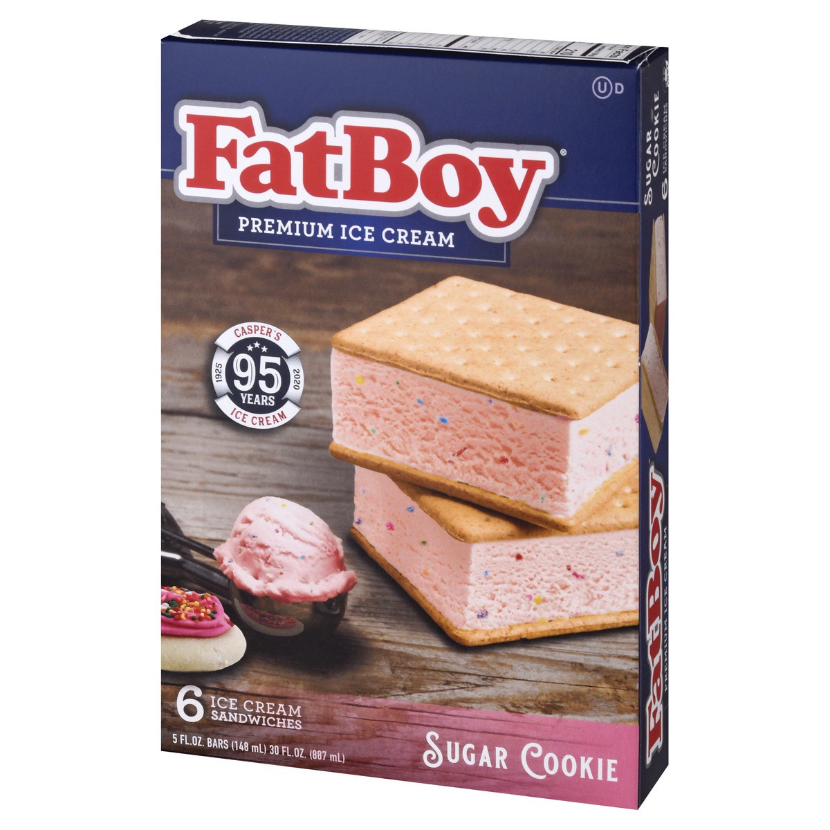 slide 2 of 9, Fat Boy Sugar Cookie Ice Cream Sandwich 6 CT, 6 ct; 5 fl oz