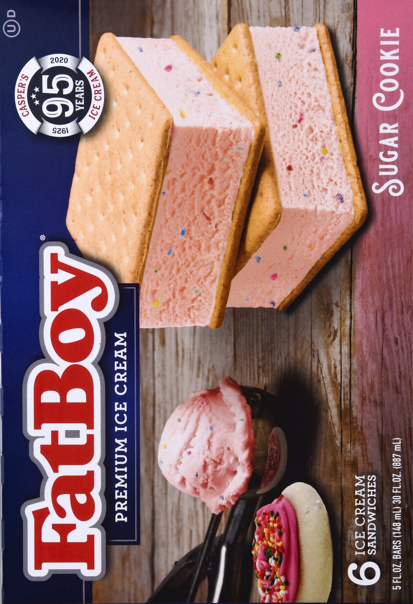 slide 3 of 9, Fat Boy Sugar Cookie Ice Cream Sandwich 6 CT, 6 ct; 5 fl oz