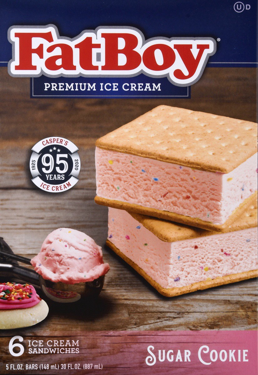 slide 7 of 9, Fat Boy Sugar Cookie Ice Cream Sandwich 6 CT, 6 ct; 5 fl oz
