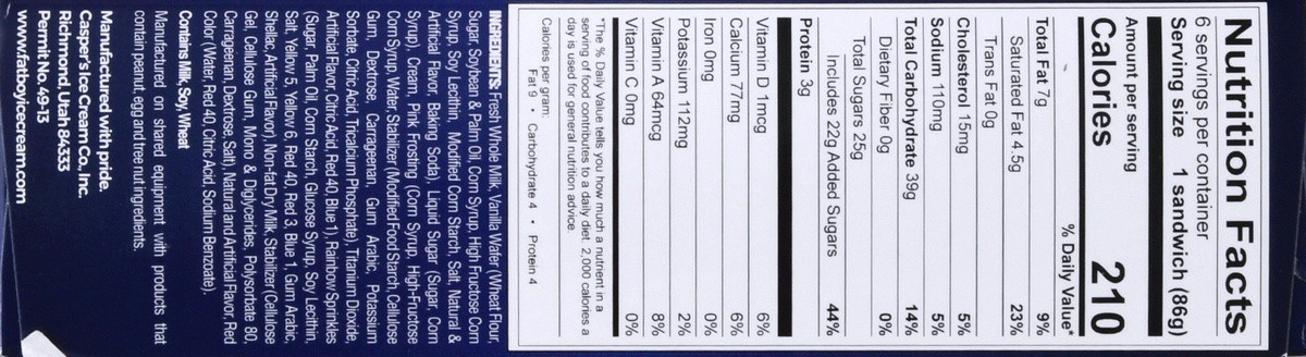 slide 5 of 9, Fat Boy Sugar Cookie Ice Cream Sandwich 6 CT, 6 ct; 5 fl oz