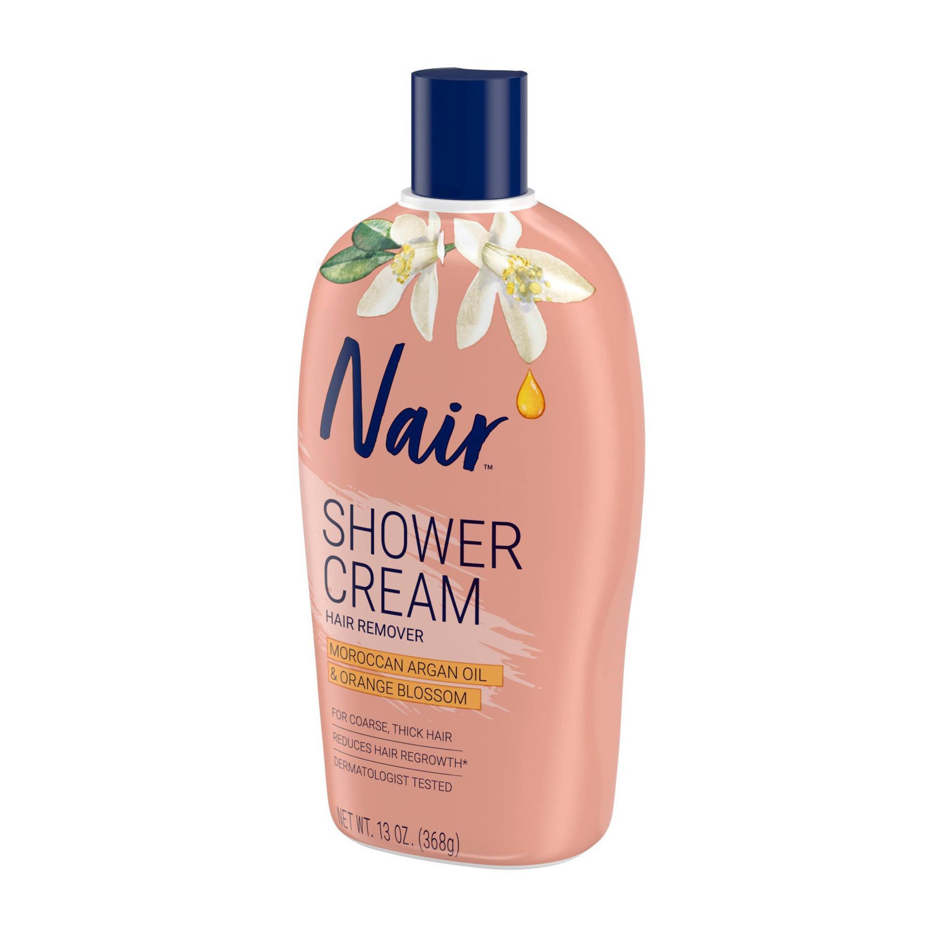 slide 8 of 9, Nair Hair Remover Cream Nourish Shower Power Moroccan Argan Oil, 13 oz., 13 oz