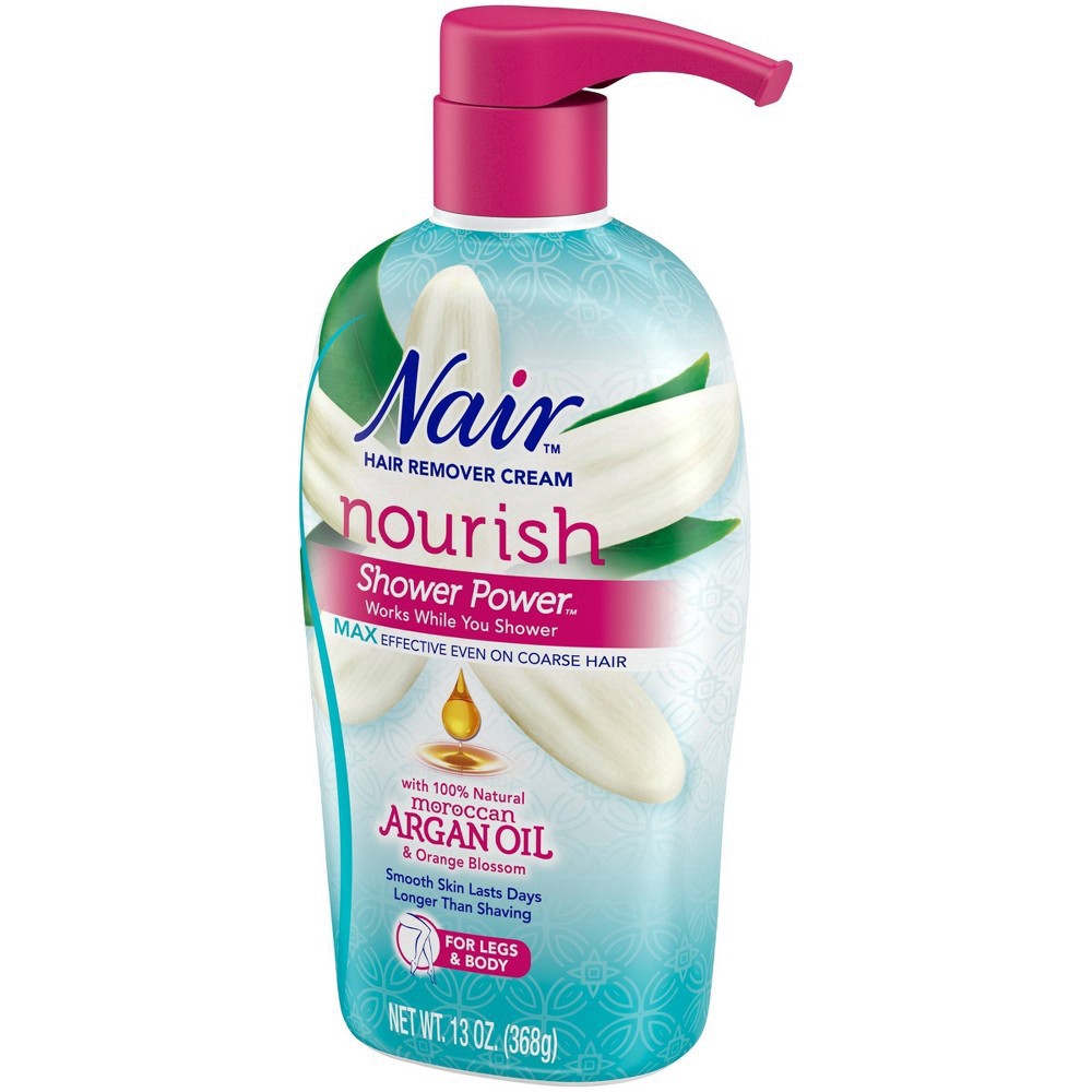 slide 5 of 9, Nair Hair Remover Cream Nourish Shower Power Moroccan Argan Oil, 13 oz., 13 oz