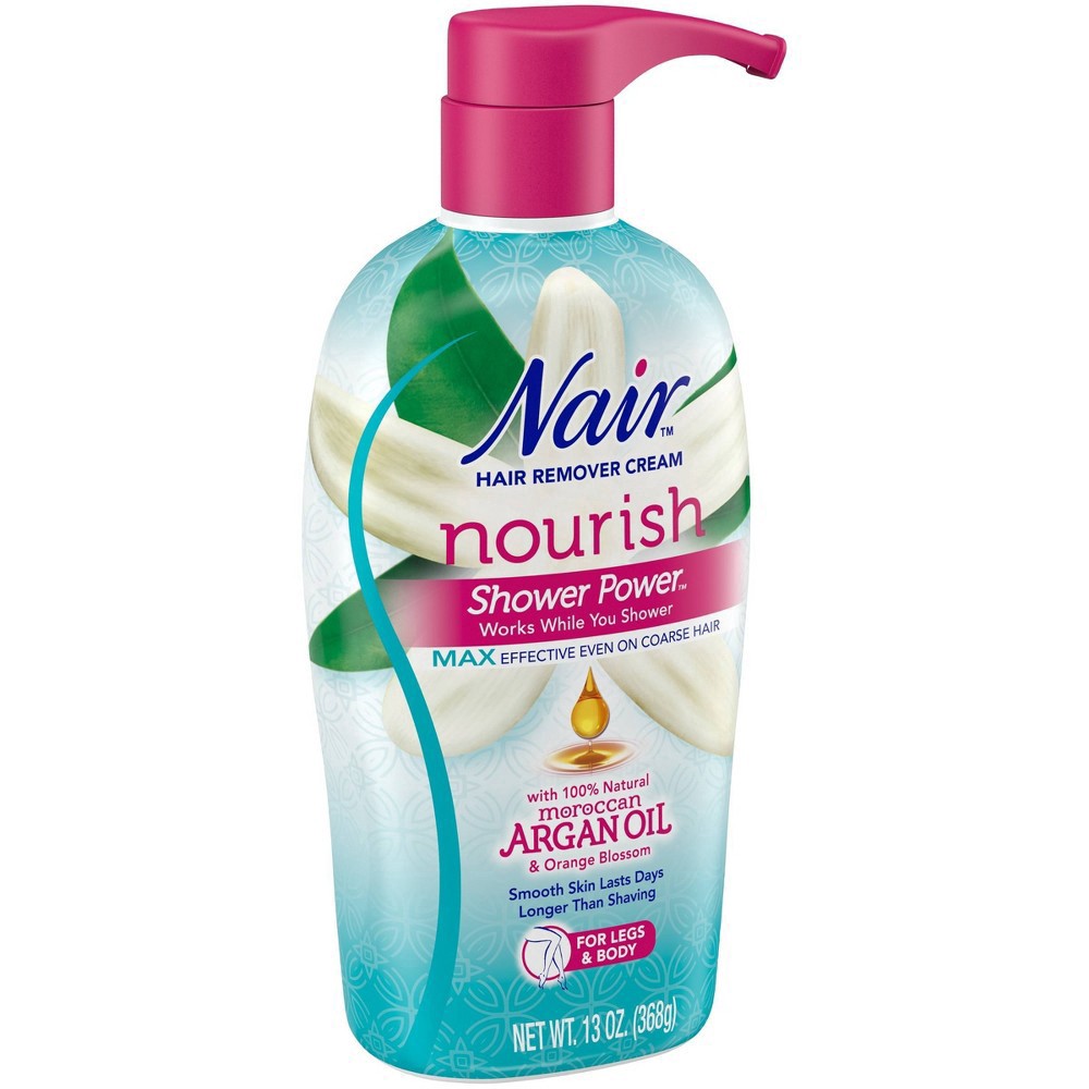 slide 3 of 9, Nair Hair Remover Cream Nourish Shower Power Moroccan Argan Oil, 13 oz., 13 oz