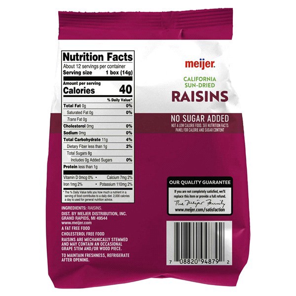 slide 4 of 5, Meijer Sun-Dried Mini Raisins, 12 ct