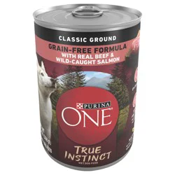 Purina ONE Wet Dog Food True Instinct Classic Ground Grain-Free Formula With Real Beef and Wild Caught Salmon High Protein Wet Dog Food
