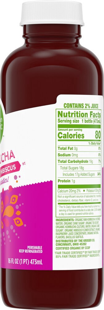 slide 3 of 8, Simple Truth Organic Raspberry Hibiscus Kombucha- 16 fl oz, 16 fl oz