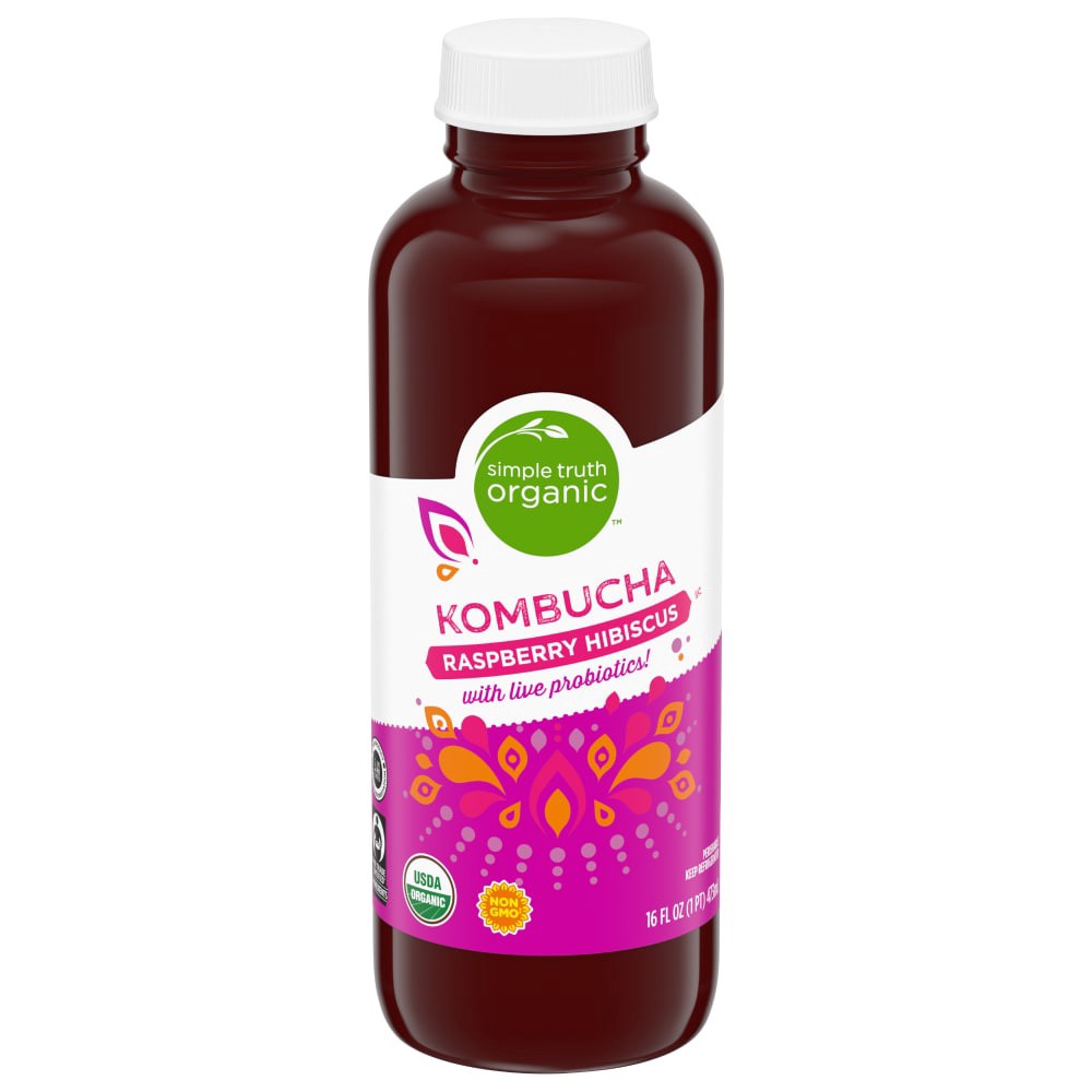 slide 1 of 8, Simple Truth Organic Raspberry Hibiscus Kombucha- 16 fl oz, 16 fl oz