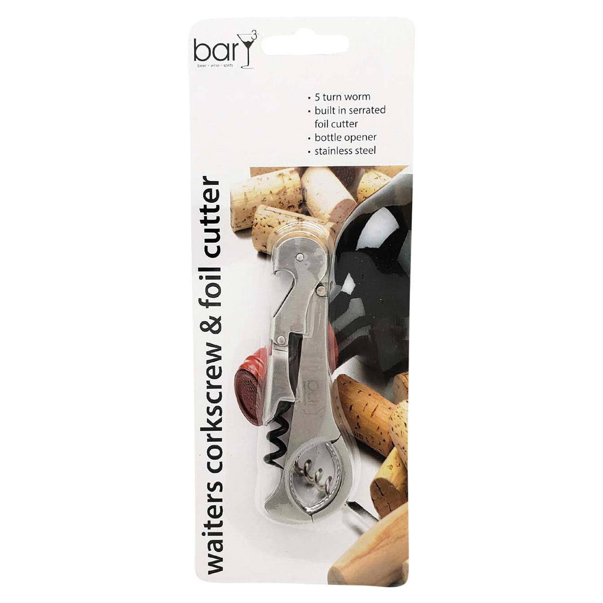 slide 1 of 17, BarY3 Waiters Corkscrew with Foil Cutter, 1 ct