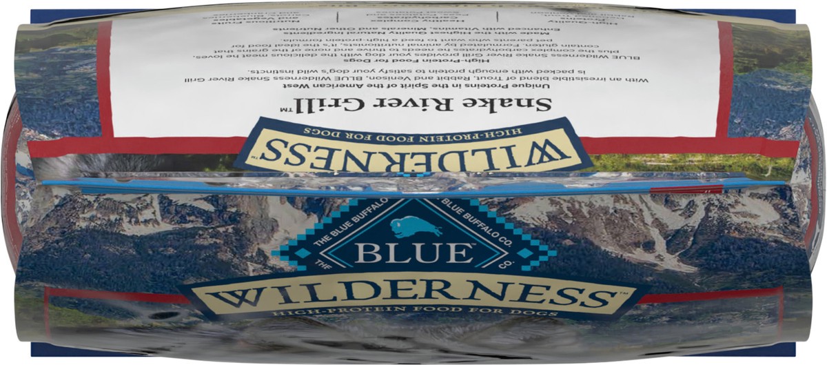 slide 9 of 13, Blue Buffalo Wilderness Snake River Grill High Protein, Natural Dry Dog Food with Trout, Venison & Rabbit 4-lb, 22 lb