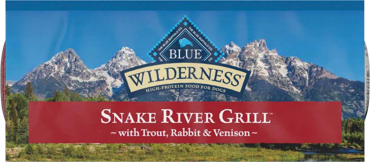 slide 6 of 13, Blue Buffalo Wilderness Snake River Grill High Protein, Natural Dry Dog Food with Trout, Venison & Rabbit 4-lb, 22 lb