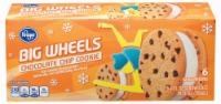 slide 1 of 1, Kroger Big Wheels Chocolate Chip Cookie Ice Cream Sandwiches, 6 ct; 4 fl oz