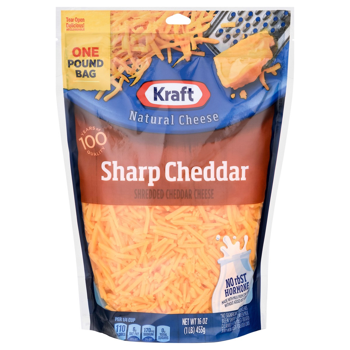 Kraft Sharp Cheddar Shredded Cheese, 16 Oz Bag 16 Oz 