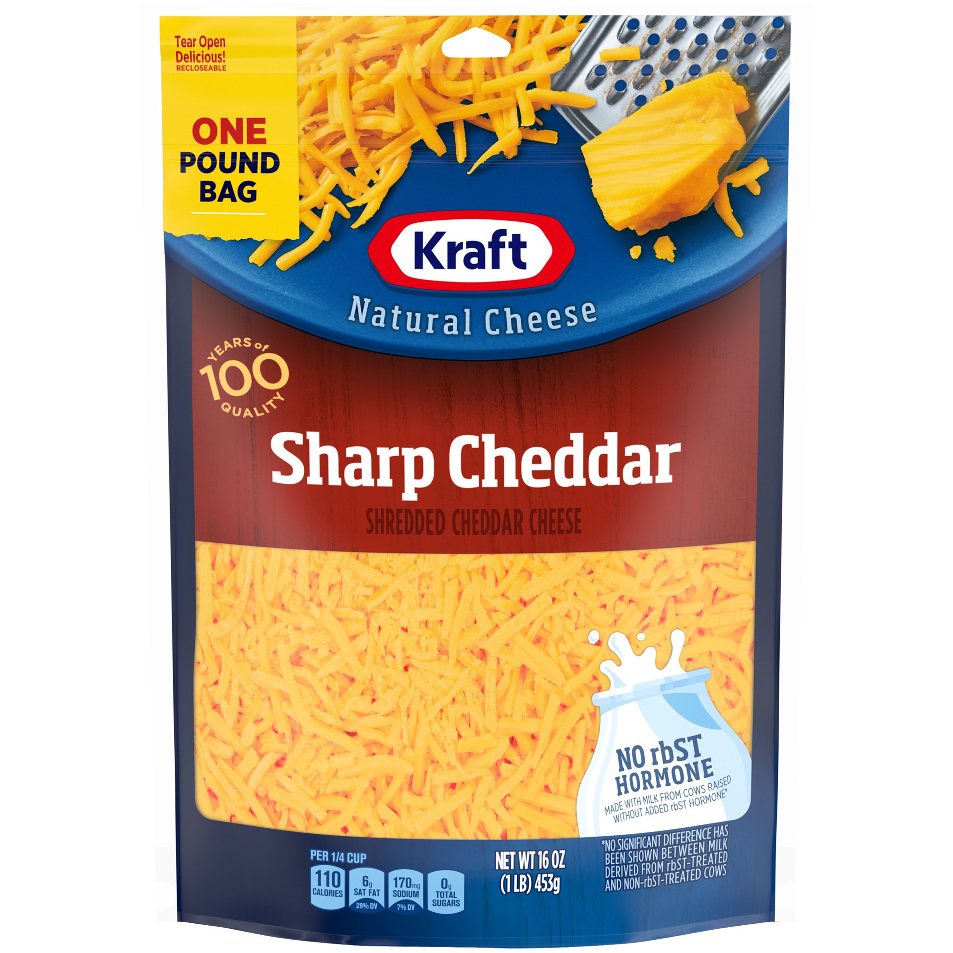 slide 1 of 7, Kraft Sharp Cheddar Shredded Cheese, 16 oz Bag, 16 oz