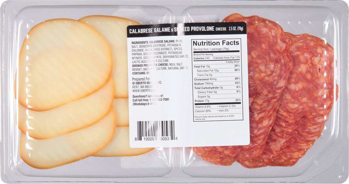 slide 9 of 9, Oberto Calabrese Salame & Smoked Provolone Cheese 2.5 oz, 2.5 oz