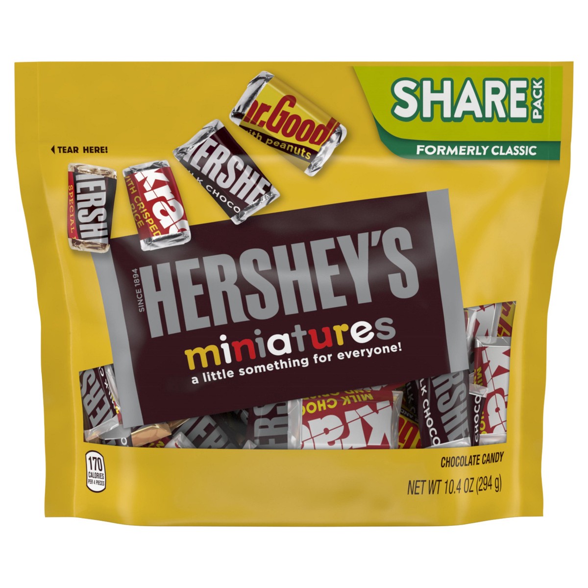 slide 1 of 8, Hershey's Chocolate Assortment, Milk Chocolate, Dark Chocolate, Peanuts, Crisped Rice, Candy Assortment, 10.4 oz
