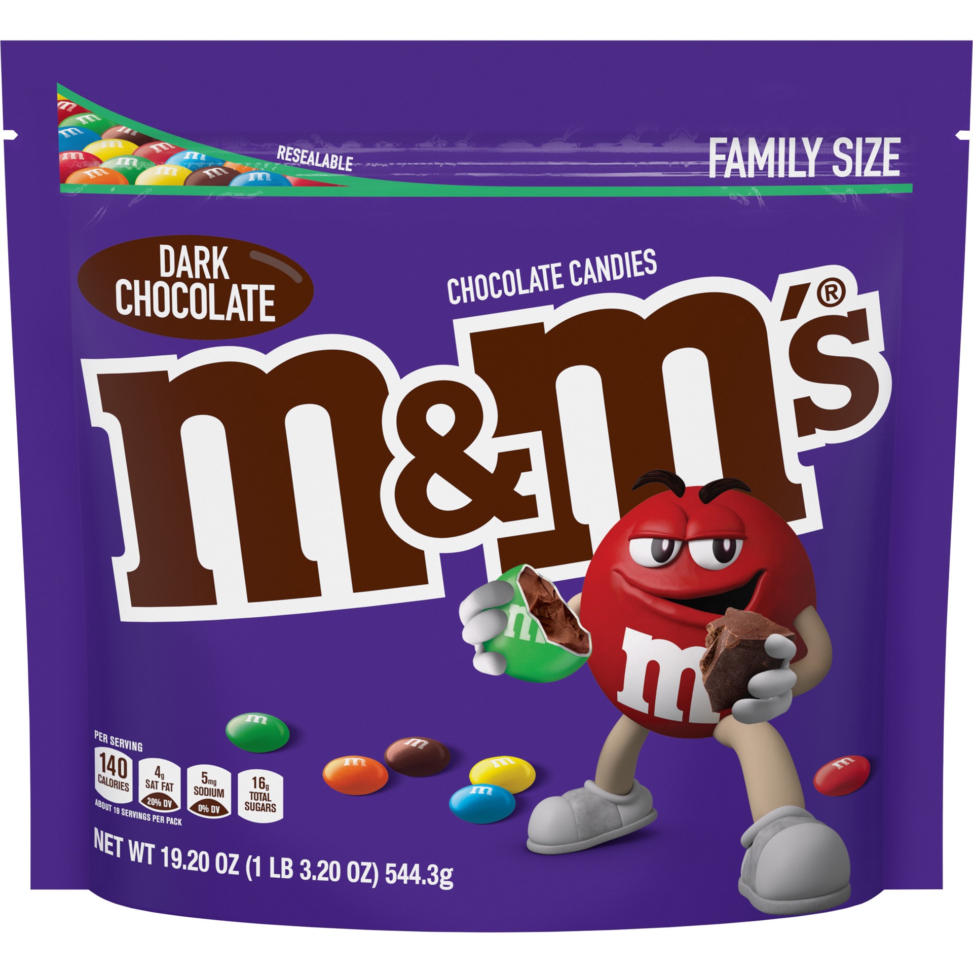 slide 1 of 7, M&M's 50% Cacao Dark Chocolate Candy, Family Size, 19.2 oz Bag, 19.2 oz