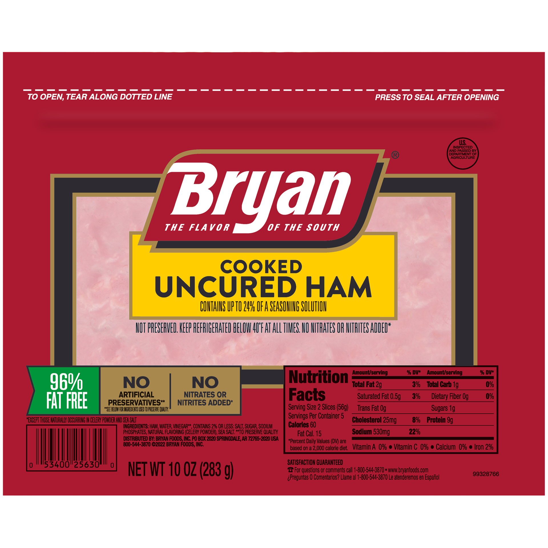 slide 1 of 5, Bryan Cooked Ham Deli Lunch Meat, Water Added, 10 oz, 283.50 g