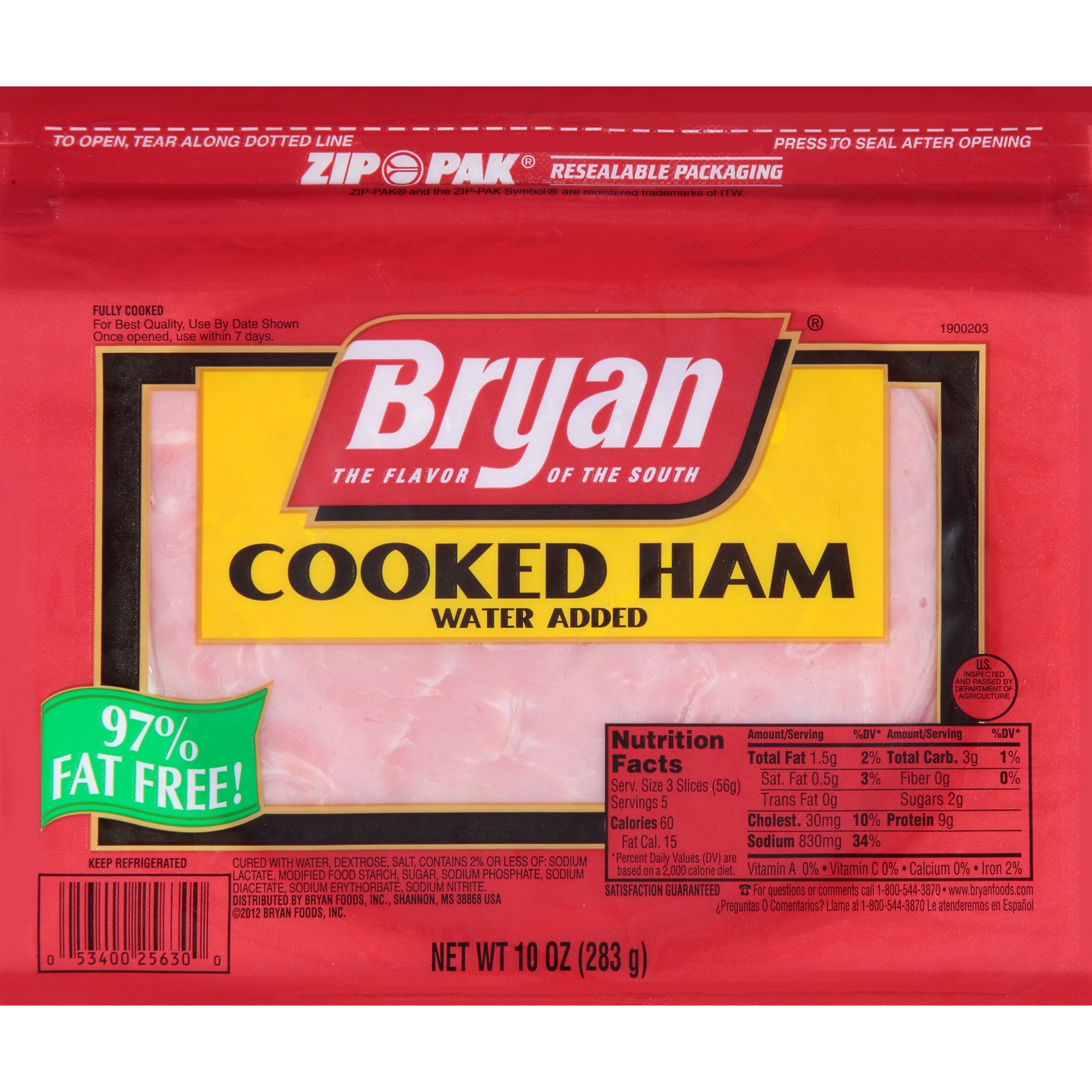 slide 1 of 1, Bryan Cooked Ham, 10 oz
