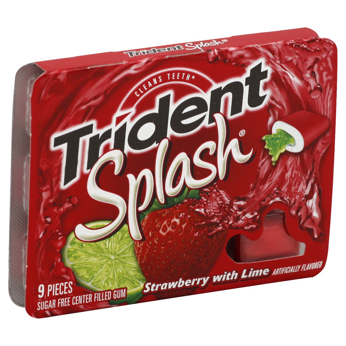 slide 5 of 6, Trident Splash Strawberry with Lime Sugar Free Gum, 9 Piece Pack, 9 ct