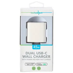 Techcellent 2 Usb C Pd Wall Charger, 45w White