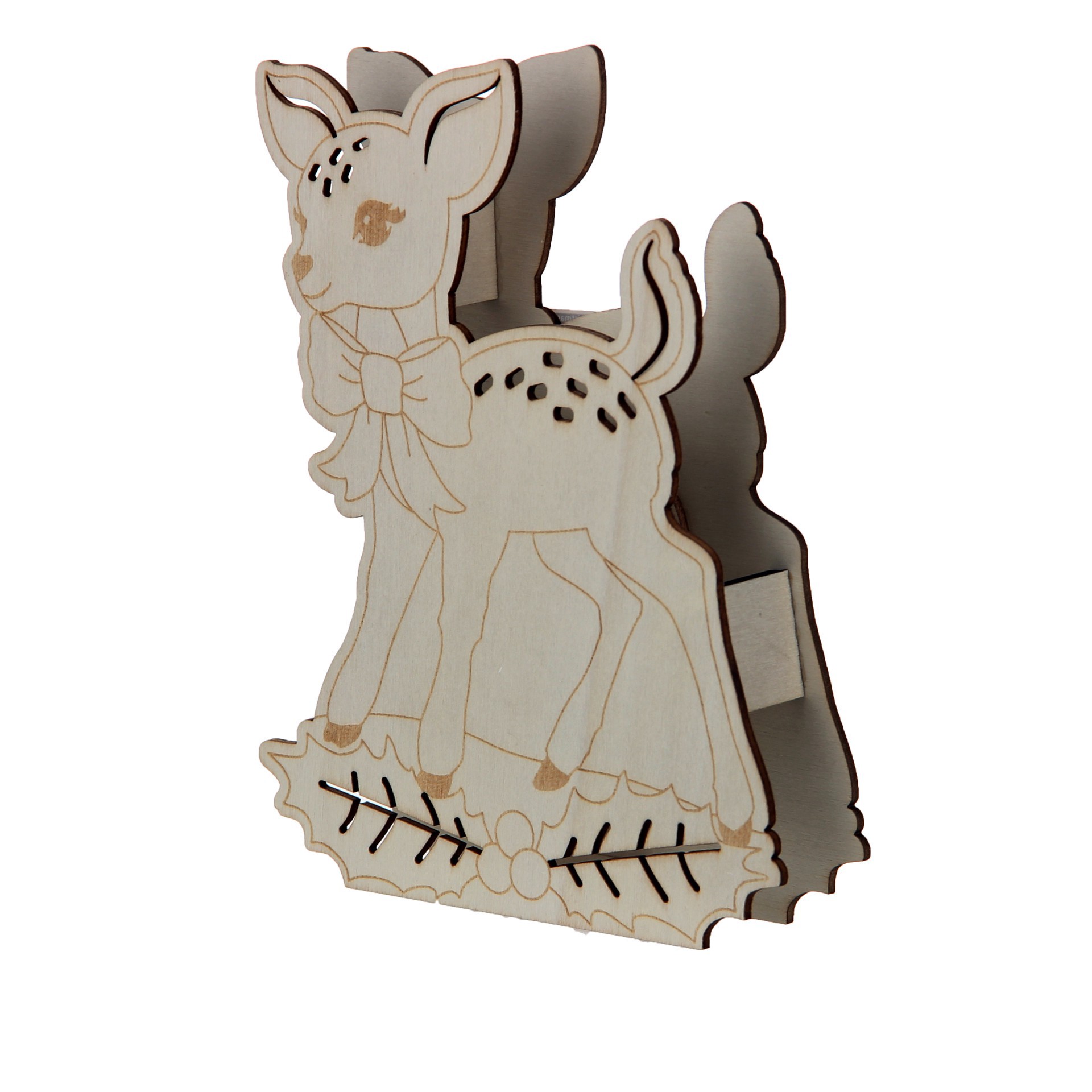 slide 3 of 3, 6.5" Diy Deer Led Wood Decor By Make Market, 6.5 in