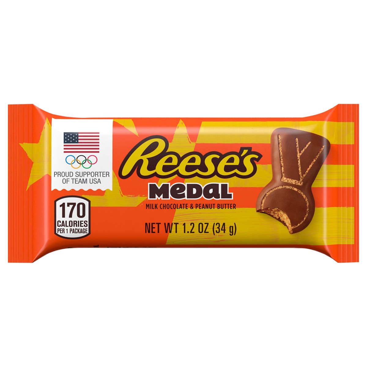 slide 3 of 8, Reese's Milk Chocolate Peanut Butter Medal, Candy Pack, 1.2 oz, 1.2 oz