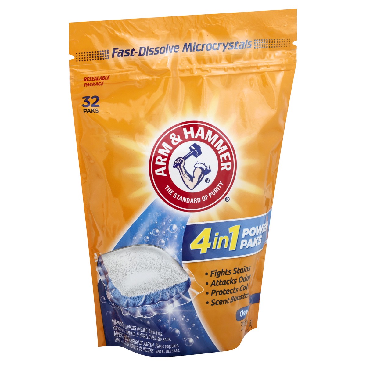 slide 6 of 9, Arm & Hammer 4-in-1 Laundry Detergent Power Paks, 32 Count (Packaging may vary), 32 ct