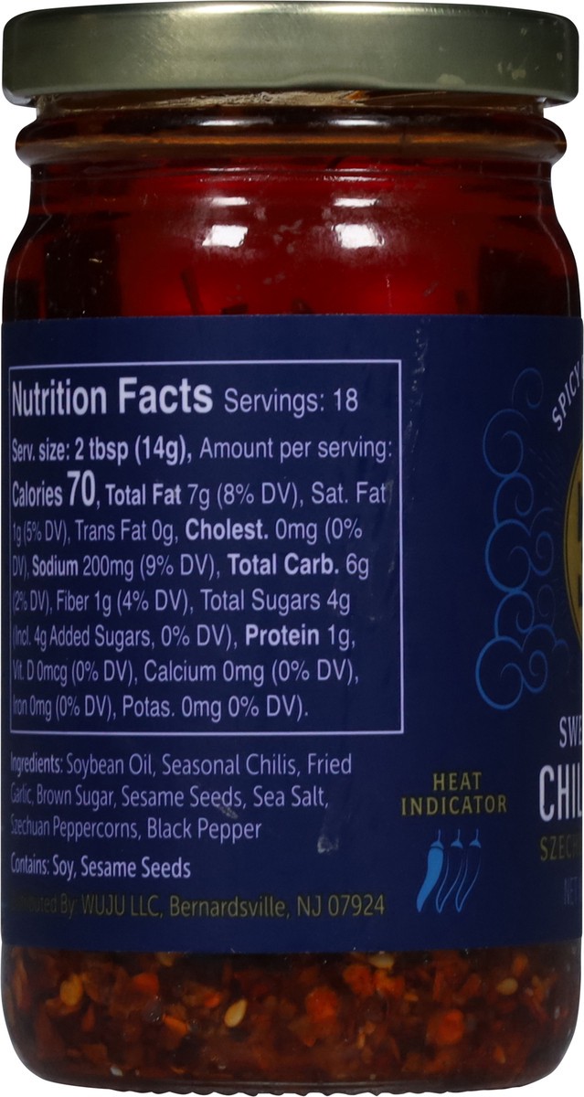 slide 6 of 14, WUJU Chili Crisp, Sweet Heat, Spicy & Crunchy, 8 oz