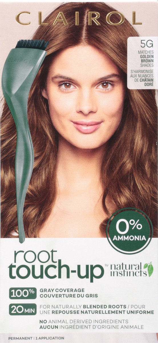 slide 6 of 9, Clairol Root Touch-Up by Natural Instincts Ammonia-Free Permanent Hair Color 5G Matches Golden Brown Shades, 1 ct