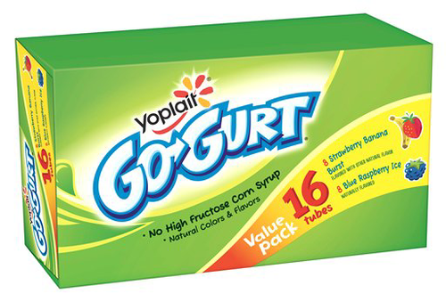 slide 1 of 4, Yoplait GoGurt Low Fat Portable Strawberry Banana Burst/ Blue Raspberry Ice Yogurt, 16 ct