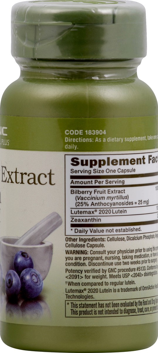 slide 2 of 7, GNC Bilberry Extract & Lutein 60 ea, 60 ct