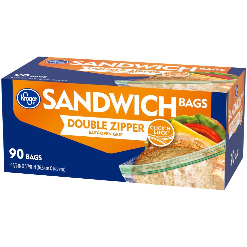 slide 3 of 4, Kroger Home Sense Zipper Sandwich Bags, 90 ct