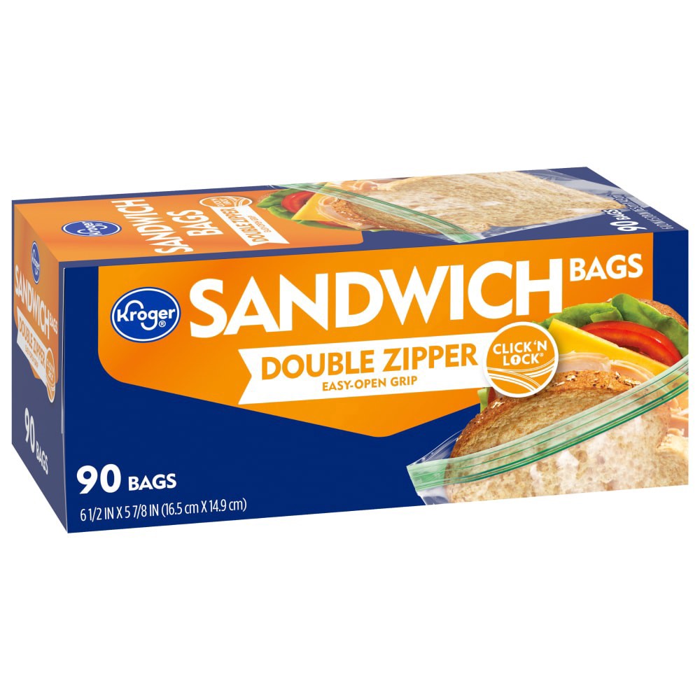 slide 1 of 4, Kroger Home Sense Zipper Sandwich Bags, 90 ct